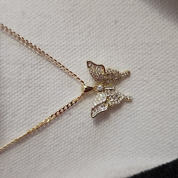 Brand New Cuban Combo Diamond Cut Butterfly Necklace - Picture 4 of 5